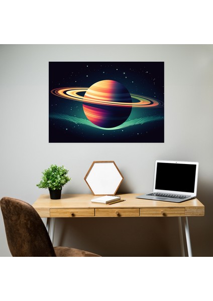 Satürn Retro Kanvas Tablo - Dünya Karakter ve Çekicilik Retro Esintili Poster Ortamı Canlandırın fiyatları