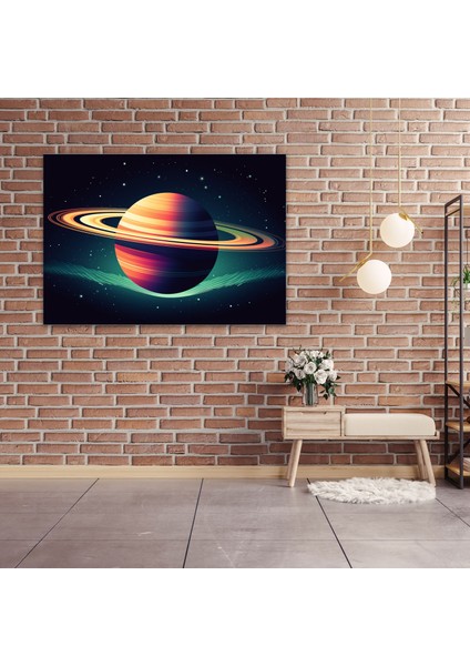 Satürn Retro Kanvas Tablo - Dünya Karakter ve Çekicilik Retro Esintili Poster Ortamı Canlandırın modelleri