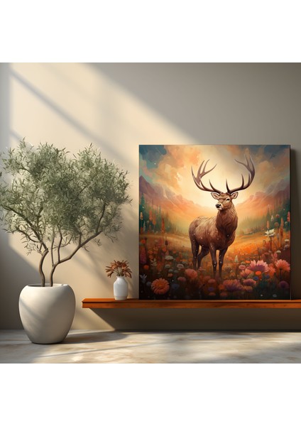 Elk Duvar Dekorasyonu - Çayır Serenadı - Kanvas Tablo Yabani Çiçeklerle Dolu Çayır Vintage Tarzı Sanat Eseri fiyatları