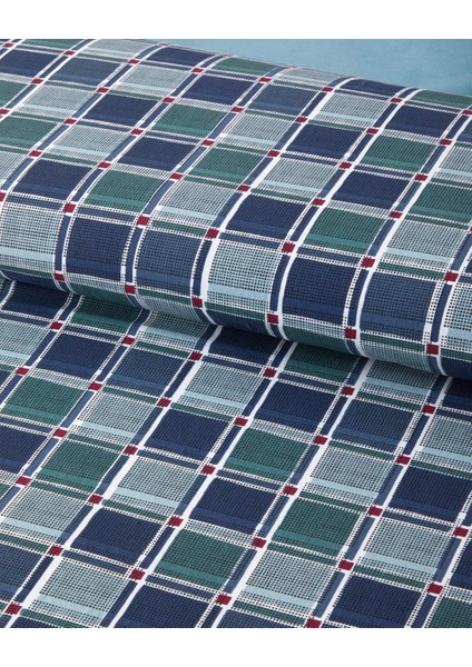 Dotty Gingham Kolay Ütülenir Tek Kişilik Nevresim Takımı 160X220 cm Koyu Mavi-Yeşil modelleri