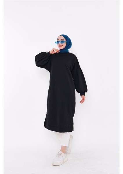 Hira Balon Kol Midi Boy Sade Basic Sweatshirt - 03031-1.003 - Siyah