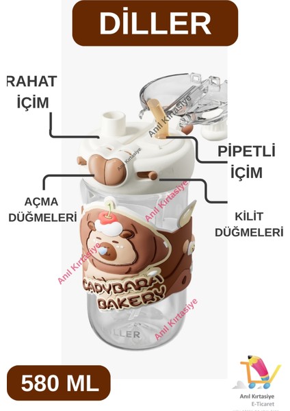 Diller Çift Kullanım Pipetli/rahat Içim Boyun Askılı Capybara Model 580 ml fiyatları