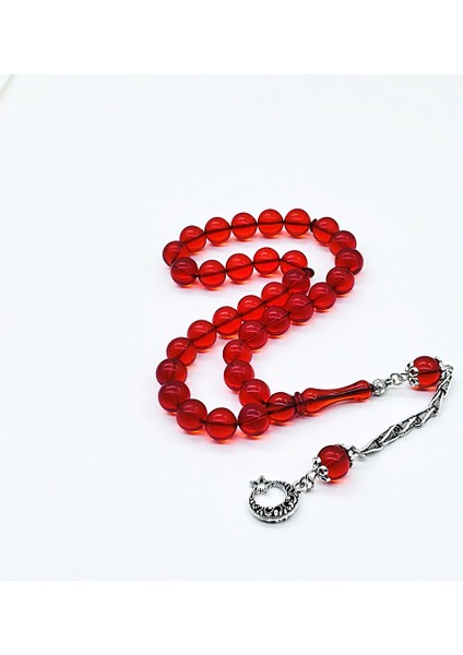 Turuncu Renkte Misket Kesim Sıkma Ateş Kehribar Tesbih