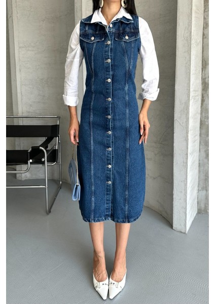 Sıfır Kollu Kot Elbise modelleri