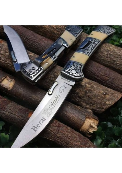 Kişiye Özel Isimli Columbia A3159-D 24 cm Isim Baskılı Columbia Ahşap Çakı