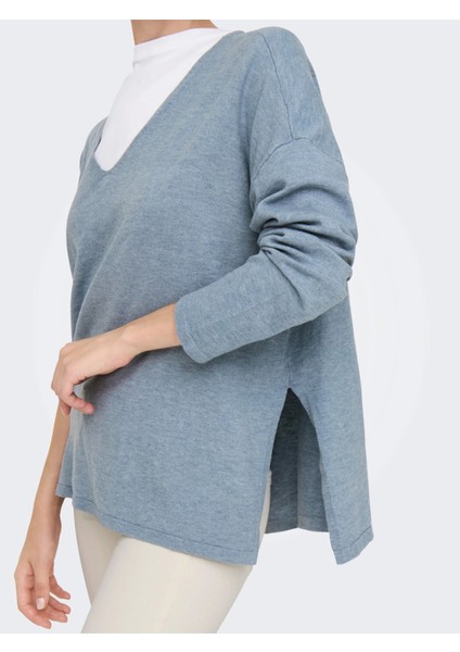 15354092 V Yaka Kadin Triko - Mavi indirimleri