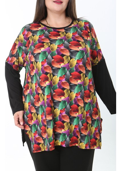 Kadın Likralı Yünlü Viskon Ön Desenli Büyük Beden Tunik fiyatları