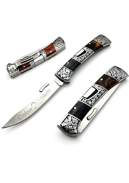 Kişiye Özel Isimli Columbia A3159-D 24 cm Ay Yıldız Baskılı Columbia Ahşap Çakı