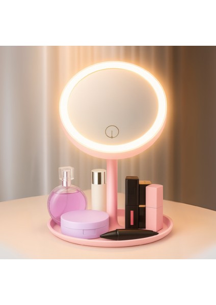 LED Işıklı & Dokunmatik ve Organizerli Şarjlı Oval Makyaj Aynası modelleri