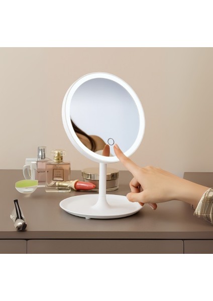 LED Işıklı & Dokunmatik ve Organizerli Şarjlı Oval Makyaj Aynası fırsatları