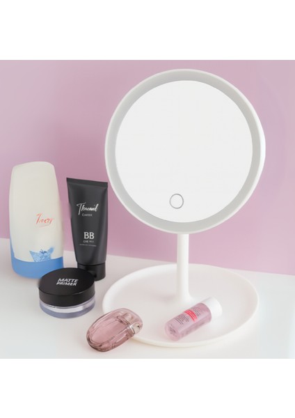 LED Işıklı & Dokunmatik ve Organizerli Şarjlı Oval Makyaj Aynası indirimleri