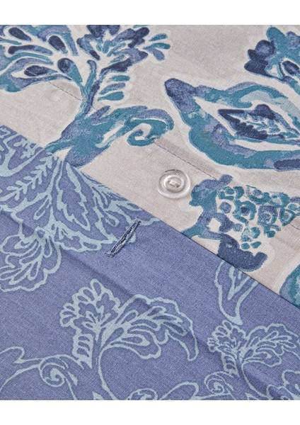 Curioleaf Pamuk Tek Kişilik Nevresim Takımı 160X220 cm Mavi - Bej