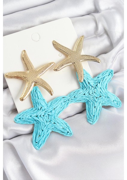 Mavi Gold Deniz Yıldızı Küpe