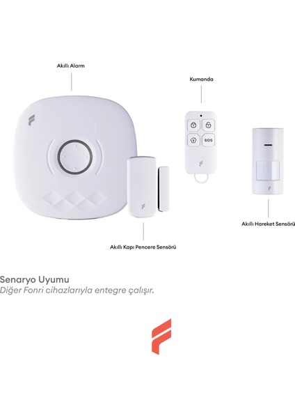 Akıllı Pratik Alarm Seti; Akıllı Alarm, 3x Akıllı Kapı Pencere ve 1x Akıllı Hareket Sensörü, Kumanda fırsatları