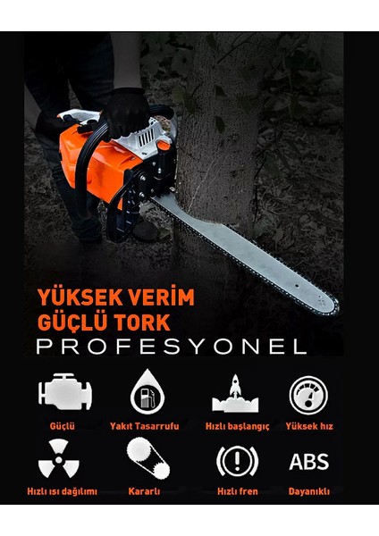 Ekstra Güçlü 52CC Benzinli Ağaç Odun Dal Kesme Motoru Benzinli Testere Hızar Motoru (Turuncu Beyaz) EEA357 fırsatları