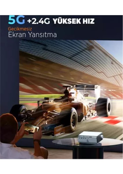 Leisure 495W Android Tv 4K Destekli Projeksiyon Cihazı 5gwi-Fi+5.2 Bluetooth 220 Inç Yansıtma Dolby Ses Sistemi