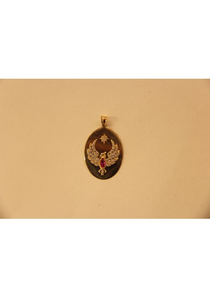 14 Ayar Altın Kırmızı Taşlı Anka Kuşu Kolye Ucu fiyatları