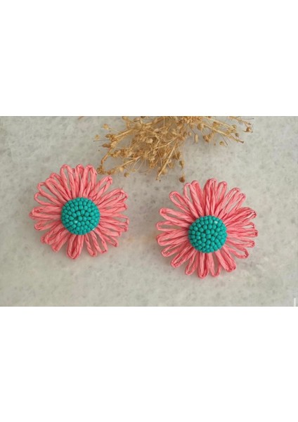 Pembe Çiçek Küpe