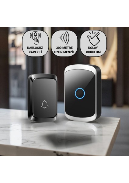 300 Metre Uzun Menzilli Kablosuz Kapı Zili, Ev, Ofis, Iş Yeri, Yazlık Için Yüksek Sesli Kapı Zili