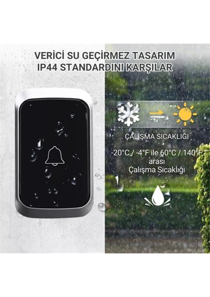 300 Metre Uzun Menzilli Kablosuz Kapı Zili, Ev, Ofis, Iş Yeri, Yazlık Için Yüksek Sesli Kapı Zili fiyatları