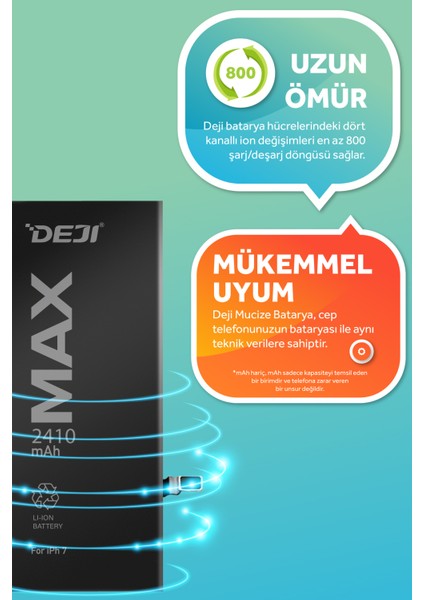 iPhone 7 Uyumlu 2410mAh Li-Ion Orijinal Batarya – Yüksek Kapasiteli, Uzun Ömürlü ve Performanslı Apple Pil