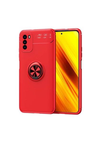 Poco M3 Kılıf Yüzüğü Stant ve Araç Tutucu Olabilen Şık Esnek Premium Silikon Kapak Ryc/ravel