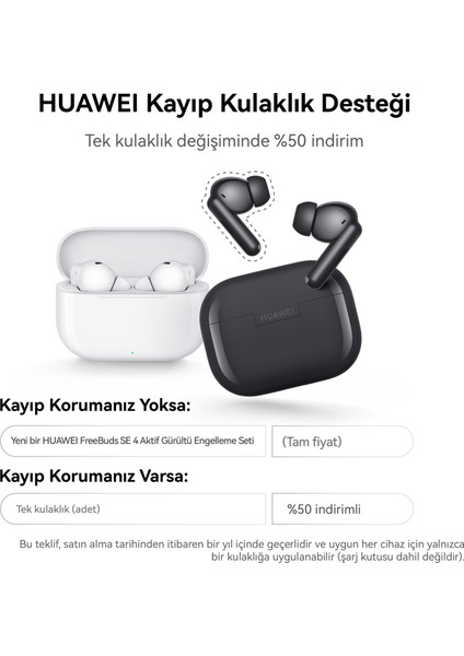 FreeBuds SE 4 ANC Aktif Gürültü Engelleme - Beyaz