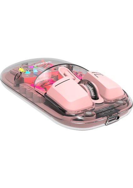 SM-BT89 Opal Şarj Edilebilir Sessiz Pembe Transparan Rgb 2in1 2bt ve 2.4ghz Kablosuz Mouse fırsatları