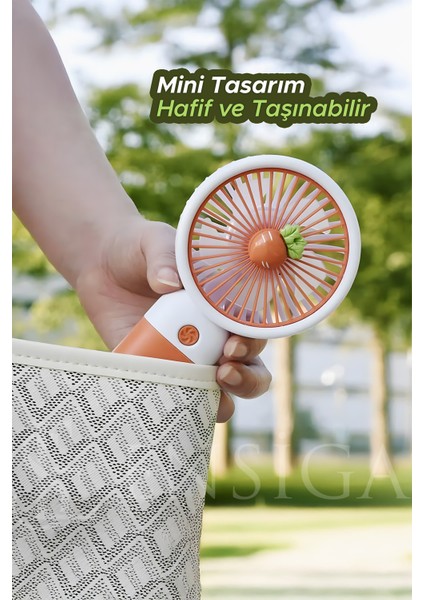 Şarjlı Masa ve El Vantilatörü – USB Bağlantılı, Taşınabilir, 5 Kanatlı Güçlü Soğutma, Sessiz Çalışma
