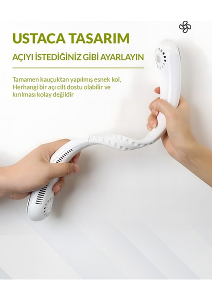 Şarjlı Kanatsız Boyun Vantilatörü – 3 Hız Ayarı, Taşınabilir Serinletici, Masaüstü ve Ayaklı Geniş Salınım Özelliği