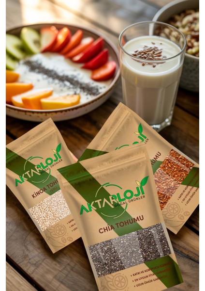 Chia, Kinoa ve Keten Tohumu Karışımı 3x100 g – Katkısız, Doğal ve Yerli Üretim Sağlıklı Tohum Seti modelleri