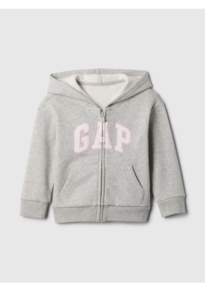 Kız Bebek Gri Gap Relaxed Logo Fermuarlı Sweatshirt