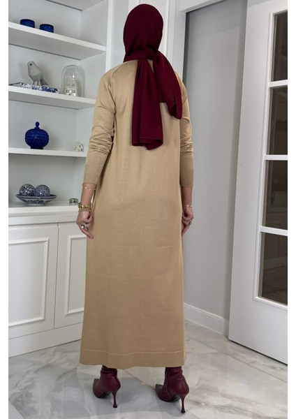 Beyza Fitilli Triko Elbise Bej indirimleri