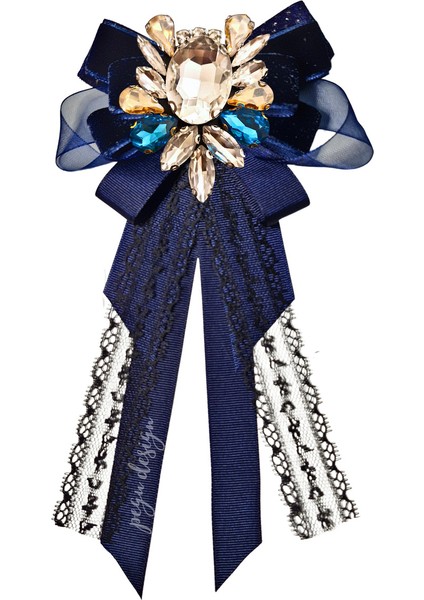 Shine Seri Lacivert Kurdele Broş,okul Iş , Gömlek Ceket Yaka Çiçek