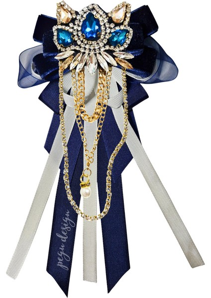 Shine Seri Lacivert Kurdele Broş,okul Iş , Gömlek Ceket Yaka Çiçek