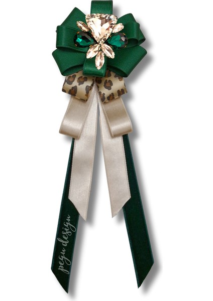 Shine Seri Yeşil Kurdele Kurdele Taşlı Yaka Çiçeği Broş Okul,iş,şal,gömlek