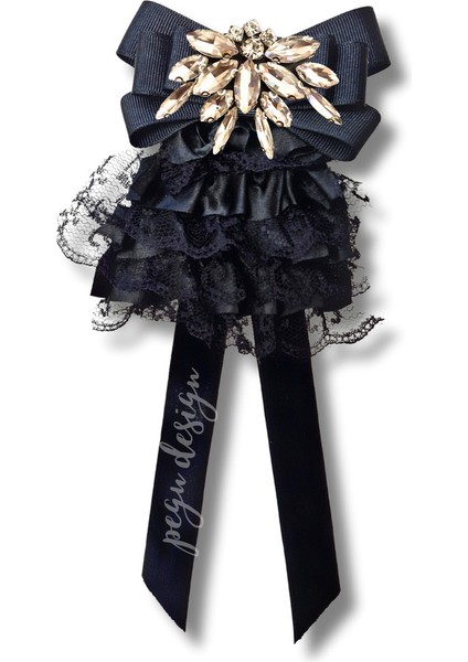 Shine Seri Siyah Kurdele Broş,okul Iş , Gömlek Ceket Yaka Çiçek