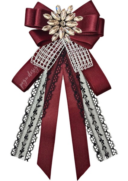 Shine Seri Bordo Kurdele Broş,okul Iş , Gömlek Ceket Yaka Çiçek