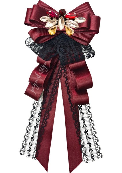 Shine Seri Bordo Kurdele Broş,okul Iş , Gömlek Ceket Yaka Çiçek