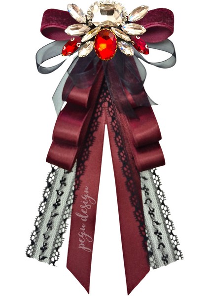 Shine Seri Bordo Kurdele Broş,okul Iş , Gömlek Ceket Yaka Çiçek