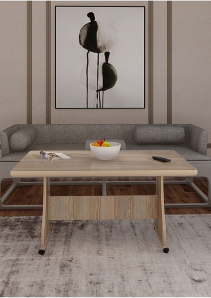 Tekerlekli Mdf Masa %100 Mdf Orta Sehpa Salon Sehpa