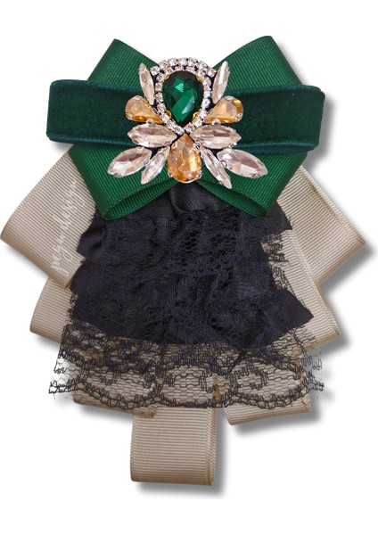 Shine Seri Yeşil Kurdele Kurdele Taşlı Yaka Çiçeği Broş Okul,iş,şal,gömlek