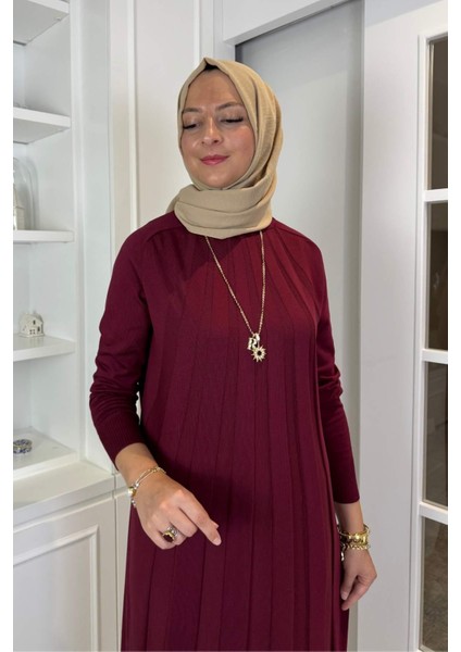 Beyza Fitilli Triko Elbise Bordo fiyatları