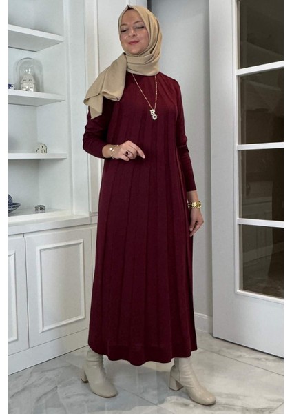 Beyza Fitilli Triko Elbise Bordo fırsatları