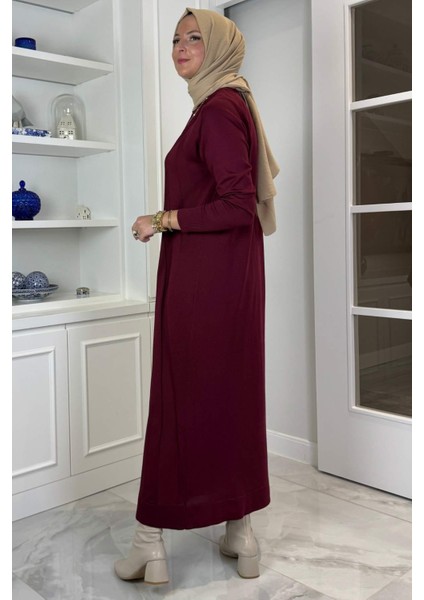 Beyza Fitilli Triko Elbise Bordo indirimleri