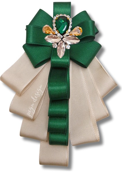 Shine Seri Yeşil Kurdele Kurdele Taşlı Yaka Çiçeği Broş Okul,iş,şal,gömlek