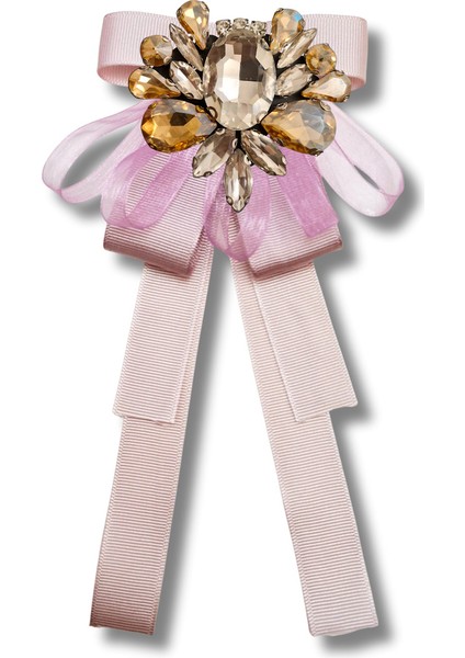 Shine Seri Pudra Ekru Grogren Kurdele Taşlı Yaka Çiçeği Broş Okul,iş,şal,gömlek