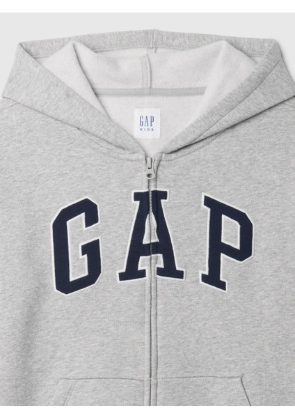 Erkek Çocuk Gri Relaxed Gap Logo Fermuarlı Sweatshirt fiyatları