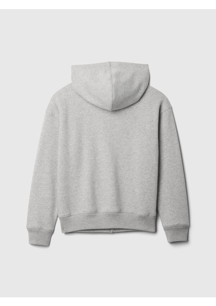 Erkek Çocuk Gri Relaxed Gap Logo Fermuarlı Sweatshirt modelleri