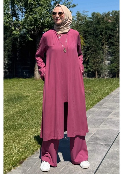 Yaren Üçlü Takım Gül Kurusu modelleri